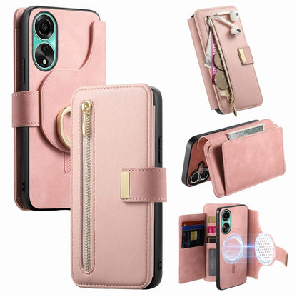 Ring Zipper Wallet RFID Blocking MagSafe Leather Phone Case, For OPPO A6 Global / A6s / A6c / A6t Pro, For OPPO K15 Pro+, For OPPO K15 Pro 5G, For OPPO K12s / K13x / K13, For OPPO Reno13 F, For OPPO Find X8, For OPPO A3 Pro Global / A80 5G             ...