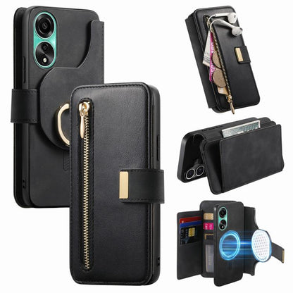 Ring Zipper Wallet RFID Blocking MagSafe Leather Phone Case, For OPPO A6 Global / A6s / A6c / A6t Pro, For OPPO K15 Pro+, For OPPO K15 Pro 5G, For OPPO K12s / K13x / K13, For OPPO Reno13 F, For OPPO Find X8, For OPPO A3 Pro Global / A80 5G             ...