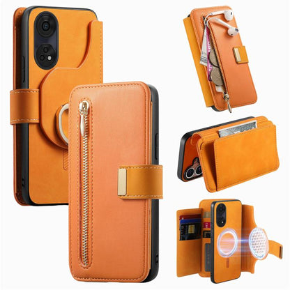 Ring Zipper Wallet RFID Blocking MagSafe Leather Phone Case, For OPPO A6 Global / A6s / A6c / A6t Pro, For OPPO K15 Pro+, For OPPO K15 Pro 5G, For OPPO K12s / K13x / K13, For OPPO Reno13 F, For OPPO Find X8, For OPPO A3 Pro Global / A80 5G             ...
