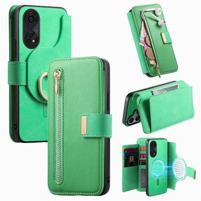 Ring Zipper Wallet RFID Blocking MagSafe Leather Phone Case, For OPPO A6 Global / A6s / A6c / A6t Pro, For OPPO K15 Pro+, For OPPO K15 Pro 5G, For OPPO K12s / K13x / K13, For OPPO Reno13 F, For OPPO Find X8, For OPPO A3 Pro Global / A80 5G             ...