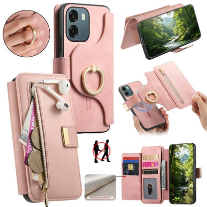 Ring Zipper Wallet RFID Blocking MagSafe Leather Phone Case, For OPPO A6 Global / A6s / A6c / A6t Pro, For OPPO K15 Pro+, For OPPO K15 Pro 5G, For OPPO K12s / K13x / K13, For OPPO Reno13 F, For OPPO Find X8, For OPPO A3 Pro Global / A80 5G             ...