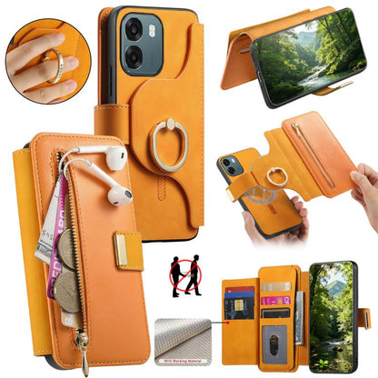 Ring Zipper Wallet RFID Blocking MagSafe Leather Phone Case, For OPPO A6 Global / A6s / A6c / A6t Pro, For OPPO K15 Pro+, For OPPO K15 Pro 5G, For OPPO K12s / K13x / K13, For OPPO Reno13 F, For OPPO Find X8, For OPPO A3 Pro Global / A80 5G             ...