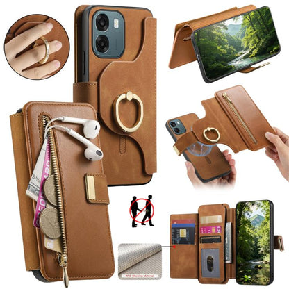 Ring Zipper Wallet RFID Blocking MagSafe Leather Phone Case, For OPPO A6 Global / A6s / A6c / A6t Pro, For OPPO K15 Pro+, For OPPO K15 Pro 5G, For OPPO K12s / K13x / K13, For OPPO Reno13 F, For OPPO Find X8, For OPPO A3 Pro Global / A80 5G             ...