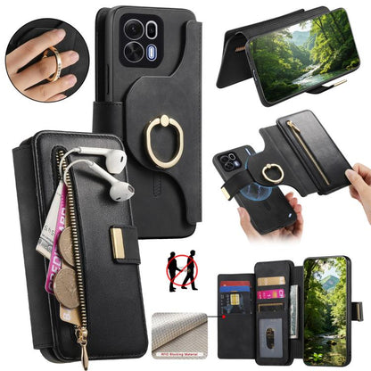 Ring Zipper Wallet RFID Blocking MagSafe Leather Phone Case, For OPPO A6 Global / A6s / A6c / A6t Pro, For OPPO K15 Pro+, For OPPO K15 Pro 5G, For OPPO K12s / K13x / K13, For OPPO Reno13 F, For OPPO Find X8, For OPPO A3 Pro Global / A80 5G             ...