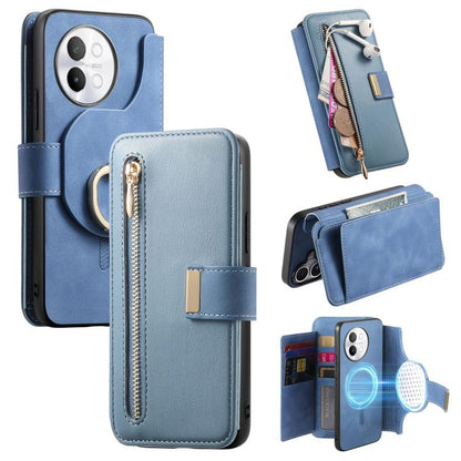 Ring Zipper Wallet RFID Blocking MagSafe Leather Phone Case, For vivo Y60 5G / Y05 4G / Y21 5G / Y11d 5G, For vivo V70 FE 5G, For vivo S50 / V70 / V70 Elite 5G, For vivo Y500i 5G, For vivo V60 Lite 4G / 5G, For vivo V60 5G, For vivo S18e 5G