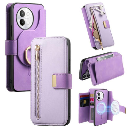 Ring Zipper Wallet RFID Blocking MagSafe Leather Phone Case, For vivo Y60 5G / Y05 4G / Y21 5G / Y11d 5G, For vivo V70 FE 5G, For vivo S50 / V70 / V70 Elite 5G, For vivo Y500i 5G, For vivo V60 Lite 4G / 5G, For vivo V60 5G, For vivo S18e 5G