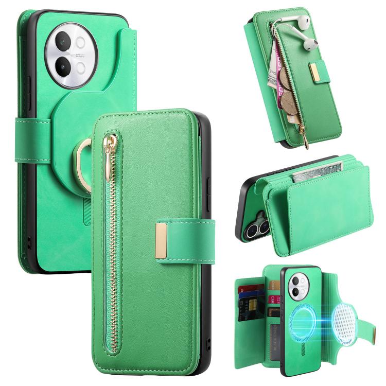 Ring Zipper Wallet RFID Blocking MagSafe Leather Phone Case, For vivo Y60 5G / Y05 4G / Y21 5G / Y11d 5G, For vivo V70 FE 5G, For vivo S50 / V70 / V70 Elite 5G, For vivo Y500i 5G, For vivo V60 Lite 4G / 5G, For vivo V60 5G, For vivo S18e 5G