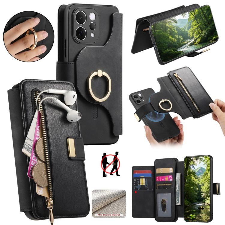 Ring Zipper Wallet RFID Blocking MagSafe Leather Phone Case, For vivo Y60 5G / Y05 4G / Y21 5G / Y11d 5G, For vivo V70 FE 5G, For vivo S50 / V70 / V70 Elite 5G, For vivo Y500i 5G, For vivo V60 Lite 4G / 5G, For vivo V60 5G, For vivo S18e 5G