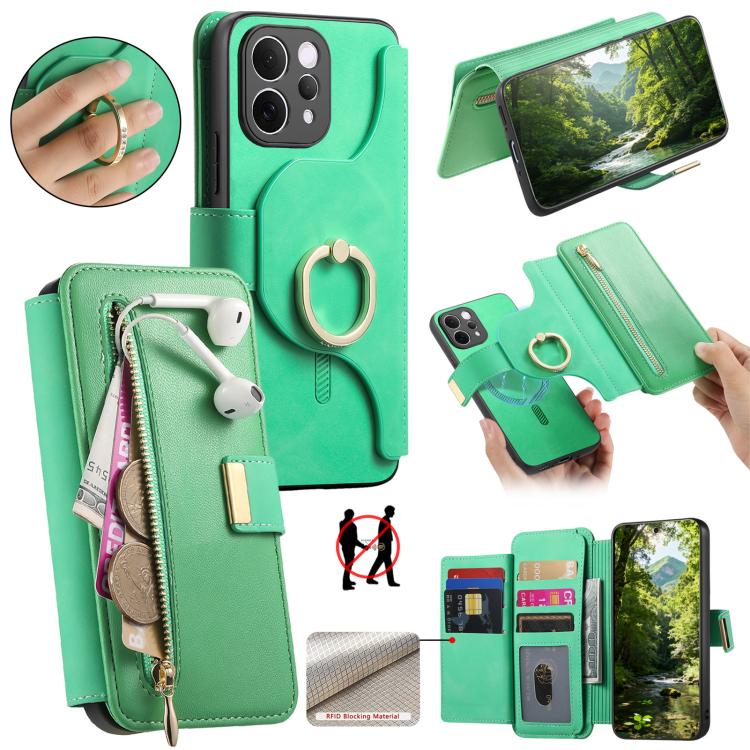 Ring Zipper Wallet RFID Blocking MagSafe Leather Phone Case, For vivo Y60 5G / Y05 4G / Y21 5G / Y11d 5G, For vivo V70 FE 5G, For vivo S50 / V70 / V70 Elite 5G, For vivo Y500i 5G, For vivo V60 Lite 4G / 5G, For vivo V60 5G, For vivo S18e 5G