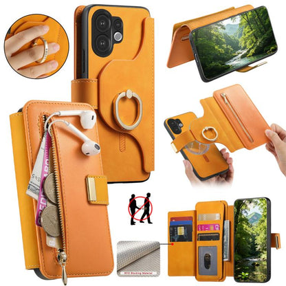 Ring Zipper Wallet RFID Blocking MagSafe Leather Phone Case, For vivo Y60 5G / Y05 4G / Y21 5G / Y11d 5G, For vivo V70 FE 5G, For vivo S50 / V70 / V70 Elite 5G, For vivo Y500i 5G, For vivo V60 Lite 4G / 5G, For vivo V60 5G, For vivo S18e 5G