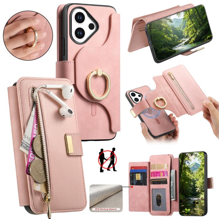 Ring Zipper Wallet RFID Blocking MagSafe Leather Phone Case, For vivo Y60 5G / Y05 4G / Y21 5G / Y11d 5G, For vivo V70 FE 5G, For vivo S50 / V70 / V70 Elite 5G, For vivo Y500i 5G, For vivo V60 Lite 4G / 5G, For vivo V60 5G, For vivo S18e 5G