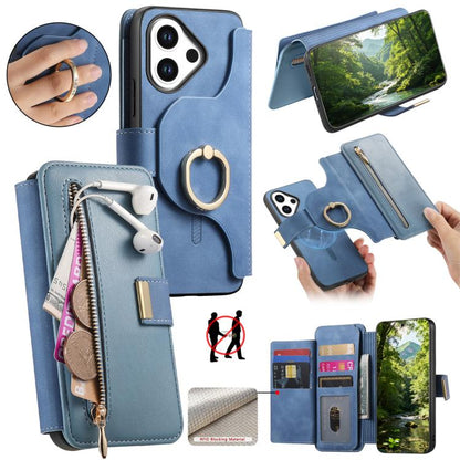 Ring Zipper Wallet RFID Blocking MagSafe Leather Phone Case, For vivo Y60 5G / Y05 4G / Y21 5G / Y11d 5G, For vivo V70 FE 5G, For vivo S50 / V70 / V70 Elite 5G, For vivo Y500i 5G, For vivo V60 Lite 4G / 5G, For vivo V60 5G, For vivo S18e 5G