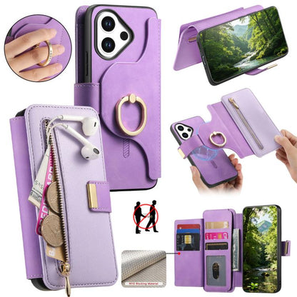 Ring Zipper Wallet RFID Blocking MagSafe Leather Phone Case, For vivo Y60 5G / Y05 4G / Y21 5G / Y11d 5G, For vivo V70 FE 5G, For vivo S50 / V70 / V70 Elite 5G, For vivo Y500i 5G, For vivo V60 Lite 4G / 5G, For vivo V60 5G, For vivo S18e 5G