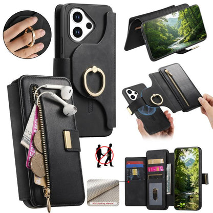 Ring Zipper Wallet RFID Blocking MagSafe Leather Phone Case, For vivo Y60 5G / Y05 4G / Y21 5G / Y11d 5G, For vivo V70 FE 5G, For vivo S50 / V70 / V70 Elite 5G, For vivo Y500i 5G, For vivo V60 Lite 4G / 5G, For vivo V60 5G, For vivo S18e 5G