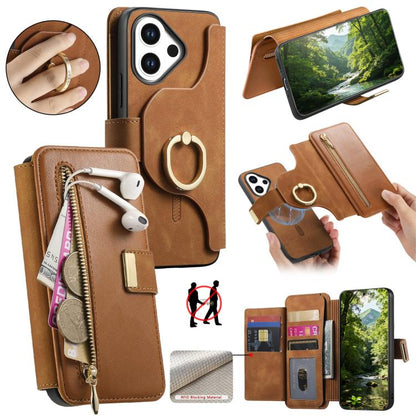 Ring Zipper Wallet RFID Blocking MagSafe Leather Phone Case, For vivo Y60 5G / Y05 4G / Y21 5G / Y11d 5G, For vivo V70 FE 5G, For vivo S50 / V70 / V70 Elite 5G, For vivo Y500i 5G, For vivo V60 Lite 4G / 5G, For vivo V60 5G, For vivo S18e 5G