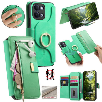 Ring Zipper Wallet RFID Blocking MagSafe Leather Phone Case, For vivo Y60 5G / Y05 4G / Y21 5G / Y11d 5G, For vivo V70 FE 5G, For vivo S50 / V70 / V70 Elite 5G, For vivo Y500i 5G, For vivo V60 Lite 4G / 5G, For vivo V60 5G, For vivo S18e 5G