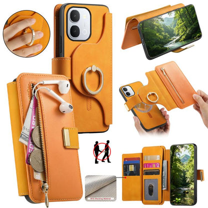 Ring Zipper Wallet RFID Blocking MagSafe Leather Phone Case, For vivo Y60 5G / Y05 4G / Y21 5G / Y11d 5G, For vivo V70 FE 5G, For vivo S50 / V70 / V70 Elite 5G, For vivo Y500i 5G, For vivo V60 Lite 4G / 5G, For vivo V60 5G, For vivo S18e 5G