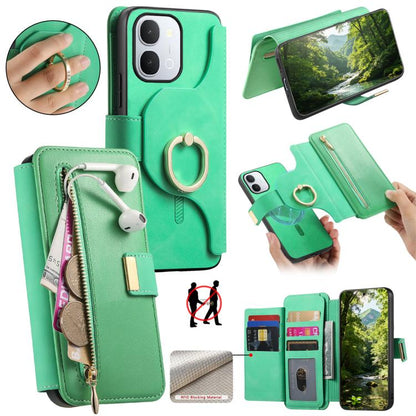 Ring Zipper Wallet RFID Blocking MagSafe Leather Phone Case, For vivo Y60 5G / Y05 4G / Y21 5G / Y11d 5G, For vivo V70 FE 5G, For vivo S50 / V70 / V70 Elite 5G, For vivo Y500i 5G, For vivo V60 Lite 4G / 5G, For vivo V60 5G, For vivo S18e 5G