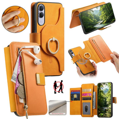 Ring Zipper Wallet RFID Blocking MagSafe Leather Phone Case, For vivo Y60 5G / Y05 4G / Y21 5G / Y11d 5G, For vivo V70 FE 5G, For vivo S50 / V70 / V70 Elite 5G, For vivo Y500i 5G, For vivo V60 Lite 4G / 5G, For vivo V60 5G, For vivo S18e 5G