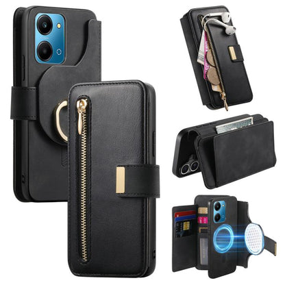 Ring Zipper Wallet RFID Blocking MagSafe Leather Phone Case, For Honor Play 80 Plus 5G, For Honor 600 Lite Global, For Honor 200 Pro, For Honor Play7T 5G