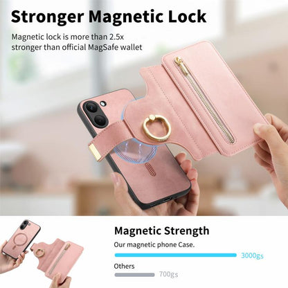 Ring Zipper Wallet RFID Blocking MagSafe Leather Phone Case, For Honor Play 80 Plus 5G, For Honor 600 Lite Global, For Honor 200 Pro, For Honor Play7T 5G