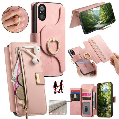 Ring Zipper Wallet RFID Blocking MagSafe Leather Phone Case, For Sony Xperia 1 VIII, For Sony Xperia 10 VI, For Sony Xperia 5 V, For Sony Xperia 10 V