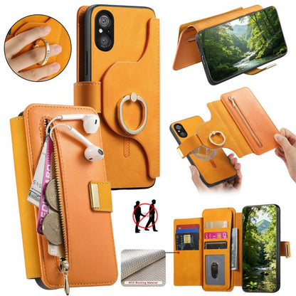 Ring Zipper Wallet RFID Blocking MagSafe Leather Phone Case, For Sony Xperia 1 VIII, For Sony Xperia 10 VI, For Sony Xperia 5 V, For Sony Xperia 10 V