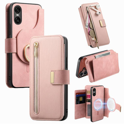 Ring Zipper Wallet RFID Blocking MagSafe Leather Phone Case, For Sony Xperia 1 VIII, For Sony Xperia 10 VI, For Sony Xperia 5 V, For Sony Xperia 10 V