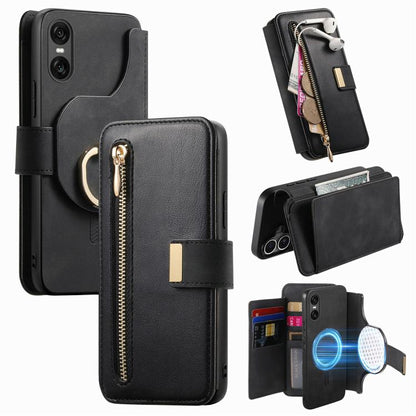 Ring Zipper Wallet RFID Blocking MagSafe Leather Phone Case, For Sony Xperia 1 VIII, For Sony Xperia 10 VI, For Sony Xperia 5 V, For Sony Xperia 10 V