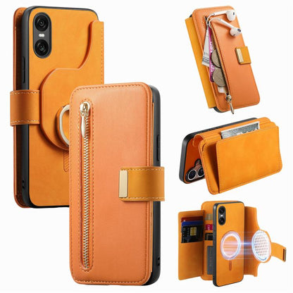 Ring Zipper Wallet RFID Blocking MagSafe Leather Phone Case, For Sony Xperia 1 VIII, For Sony Xperia 10 VI, For Sony Xperia 5 V, For Sony Xperia 10 V