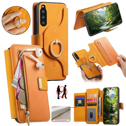 Ring Zipper Wallet RFID Blocking MagSafe Leather Phone Case, For Sony Xperia 1 VIII, For Sony Xperia 10 VI, For Sony Xperia 5 V, For Sony Xperia 10 V