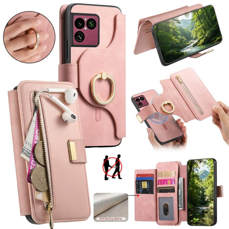 Ring Zipper Wallet RFID Blocking MagSafe Leather Phone Case, For Sony Xperia 1 VIII, For Sony Xperia 10 VI, For Sony Xperia 5 V, For Sony Xperia 10 V