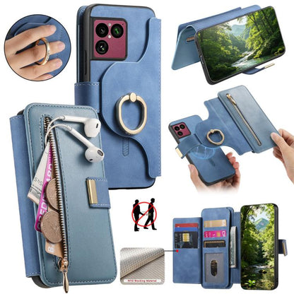 Ring Zipper Wallet RFID Blocking MagSafe Leather Phone Case, For Sony Xperia 1 VIII, For Sony Xperia 10 VI, For Sony Xperia 5 V, For Sony Xperia 10 V