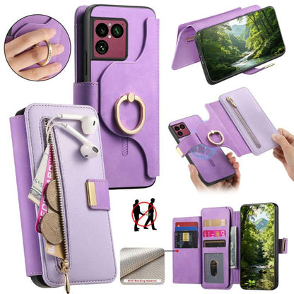 Ring Zipper Wallet RFID Blocking MagSafe Leather Phone Case, For Sony Xperia 1 VIII, For Sony Xperia 10 VI, For Sony Xperia 5 V, For Sony Xperia 10 V