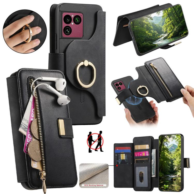 Ring Zipper Wallet RFID Blocking MagSafe Leather Phone Case, For Sony Xperia 1 VIII, For Sony Xperia 10 VI, For Sony Xperia 5 V, For Sony Xperia 10 V
