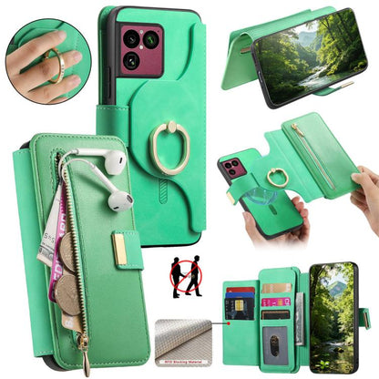 Ring Zipper Wallet RFID Blocking MagSafe Leather Phone Case, For Sony Xperia 1 VIII, For Sony Xperia 10 VI, For Sony Xperia 5 V, For Sony Xperia 10 V