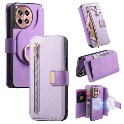 Ring Zipper Wallet RFID Blocking MagSafe Leather Phone Case, For OnePlus 15T, For OnePlus Ace 5 / 5 Pro, For OnePlus 13, For OnePlus 12R  5G / Ace 3