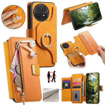Ring Zipper Wallet RFID Blocking MagSafe Leather Phone Case, For OnePlus 15T, For OnePlus Ace 5 / 5 Pro, For OnePlus 13, For OnePlus 12R  5G / Ace 3