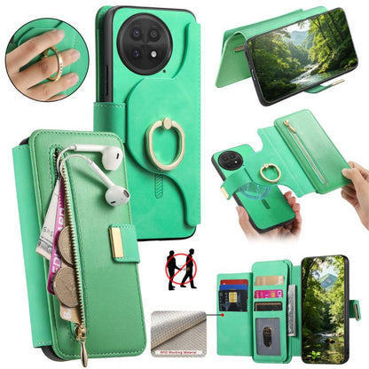 Ring Zipper Wallet RFID Blocking MagSafe Leather Phone Case, For OnePlus 15T, For OnePlus Ace 5 / 5 Pro, For OnePlus 13, For OnePlus 12R  5G / Ace 3
