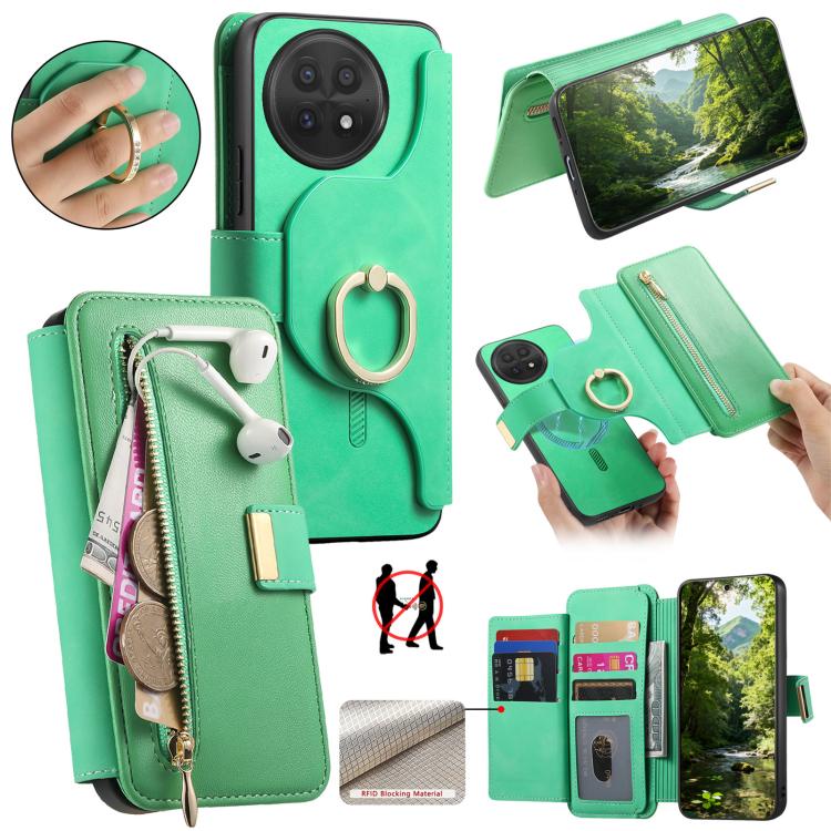 Ring Zipper Wallet RFID Blocking MagSafe Leather Phone Case, For OnePlus 15T, For OnePlus Ace 5 / 5 Pro, For OnePlus 13, For OnePlus 12R  5G / Ace 3