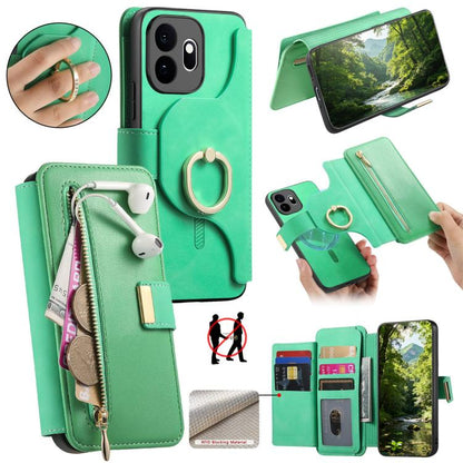 Ring Zipper Wallet RFID Blocking MagSafe Leather Phone Case, For OnePlus 15T, For OnePlus Ace 5 / 5 Pro, For OnePlus 13, For OnePlus 12R  5G / Ace 3