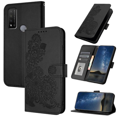 Datura Flower Embossed Flip Leather Phone Case, For TCL 40 R 5G, For TCL 30 XL, For TCL 305 / 306 / 30E / 30 SE, For TCL Stylus 5G, For TCL 30T, For TCL 30 5G / 30+, For TCL 30 XE 5G, For TCL 20 R 5G
