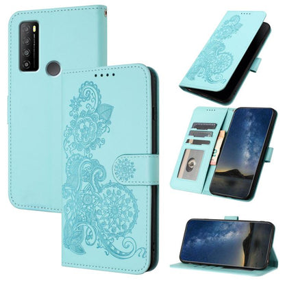 Datura Flower Embossed Flip Leather Phone Case, For TCL 40 R 5G, For TCL 30 XL, For TCL 305 / 306 / 30E / 30 SE, For TCL Stylus 5G, For TCL 30T, For TCL 30 5G / 30+, For TCL 30 XE 5G, For TCL 20 R 5G