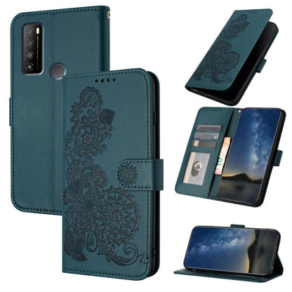 Datura Flower Embossed Flip Leather Phone Case, For TCL 40 R 5G, For TCL 30 XL, For TCL 305 / 306 / 30E / 30 SE, For TCL Stylus 5G, For TCL 30T, For TCL 30 5G / 30+, For TCL 30 XE 5G, For TCL 20 R 5G