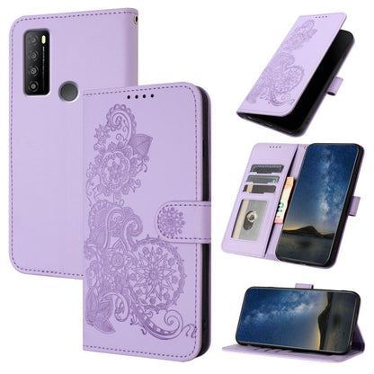 Datura Flower Embossed Flip Leather Phone Case, For TCL 40 R 5G, For TCL 30 XL, For TCL 305 / 306 / 30E / 30 SE, For TCL Stylus 5G, For TCL 30T, For TCL 30 5G / 30+, For TCL 30 XE 5G, For TCL 20 R 5G