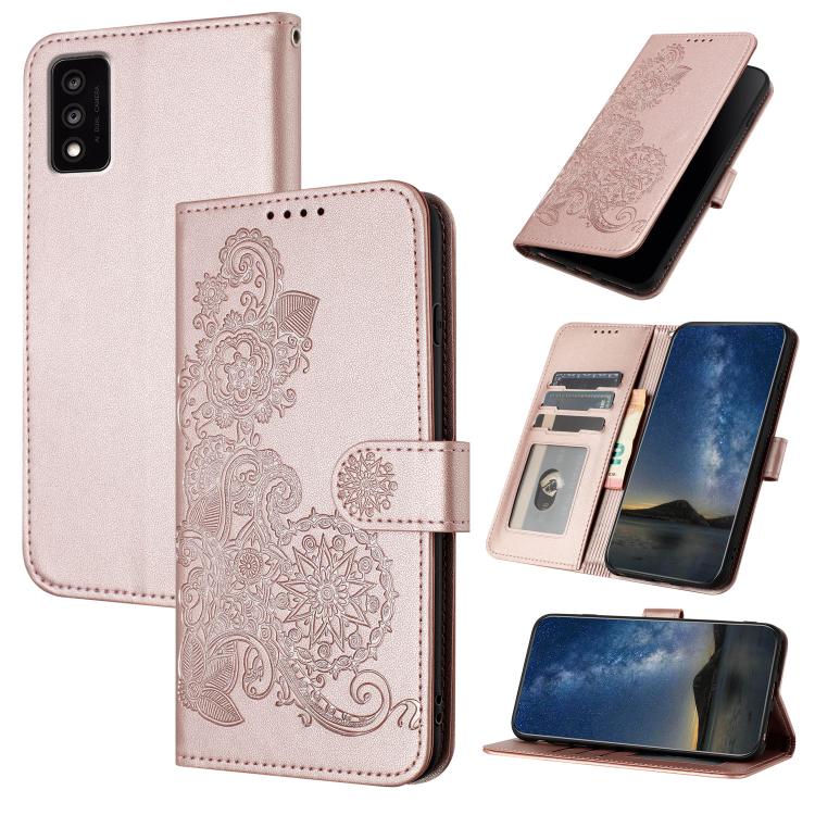 Datura Flower Embossed Flip Leather Phone Case, For TCL 40 R 5G, For TCL 30 XL, For TCL 305 / 306 / 30E / 30 SE, For TCL Stylus 5G, For TCL 30T, For TCL 30 5G / 30+, For TCL 30 XE 5G, For TCL 20 R 5G