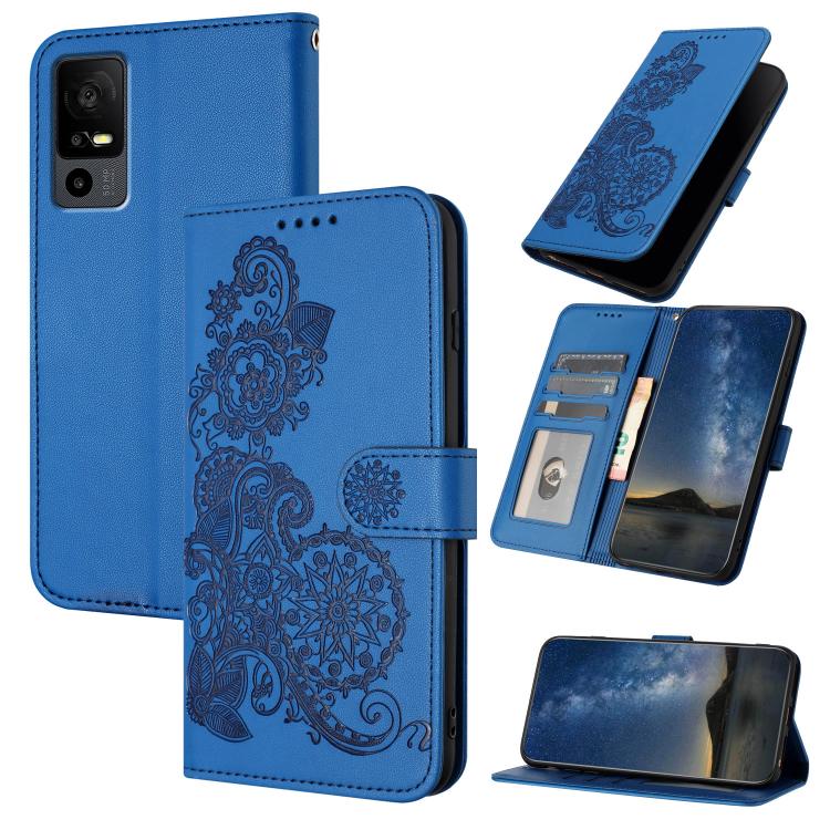 Datura Flower Embossed Flip Leather Phone Case, For TCL 40 R 5G, For TCL 30 XL, For TCL 305 / 306 / 30E / 30 SE, For TCL Stylus 5G, For TCL 30T, For TCL 30 5G / 30+, For TCL 30 XE 5G, For TCL 20 R 5G