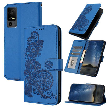 Datura Flower Embossed Flip Leather Phone Case, For TCL 40 R 5G, For TCL 30 XL, For TCL 305 / 306 / 30E / 30 SE, For TCL Stylus 5G, For TCL 30T, For TCL 30 5G / 30+, For TCL 30 XE 5G, For TCL 20 R 5G