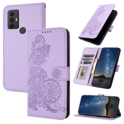 Datura Flower Embossed Flip Leather Phone Case, For TCL 40 R 5G, For TCL 30 XL, For TCL 305 / 306 / 30E / 30 SE, For TCL Stylus 5G, For TCL 30T, For TCL 30 5G / 30+, For TCL 30 XE 5G, For TCL 20 R 5G