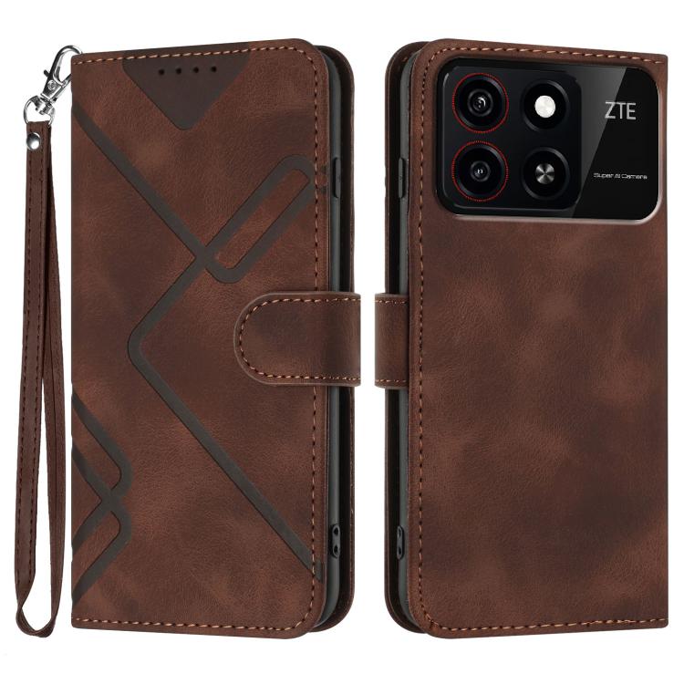 Line Pattern Skin Feel Leather Phone Case, For ZTE Blade A35e 4G, For ZTE Blade A35e Global, For ZTE Blade A35e Brazil, For ZTE nubia Music 2, For ZTE nubia S 5G A403ZT, For ZTE Blade V70 Design, For ZTE Blade A35 Lite, For ZTE Blade V70               ...